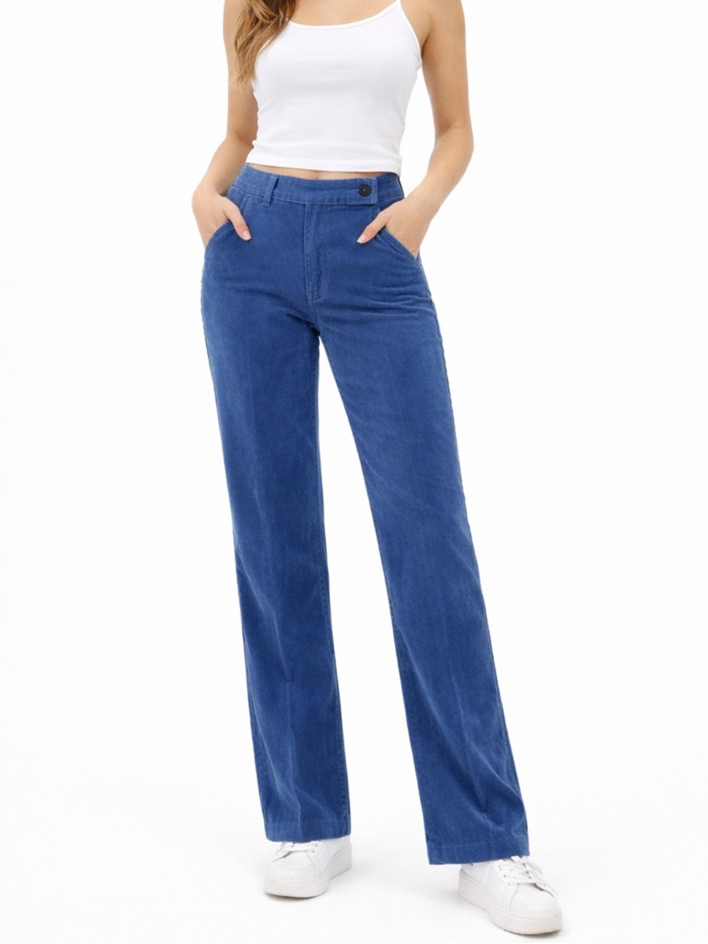 Theory Blue Corduroy Pants Size 2 Straight Leg Mid Rise